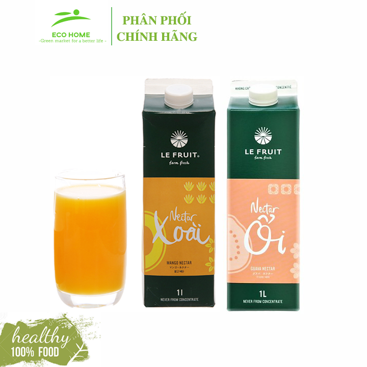 Combo 2 hộp nước ép trái cây nguyên chất Le Fruit 1L