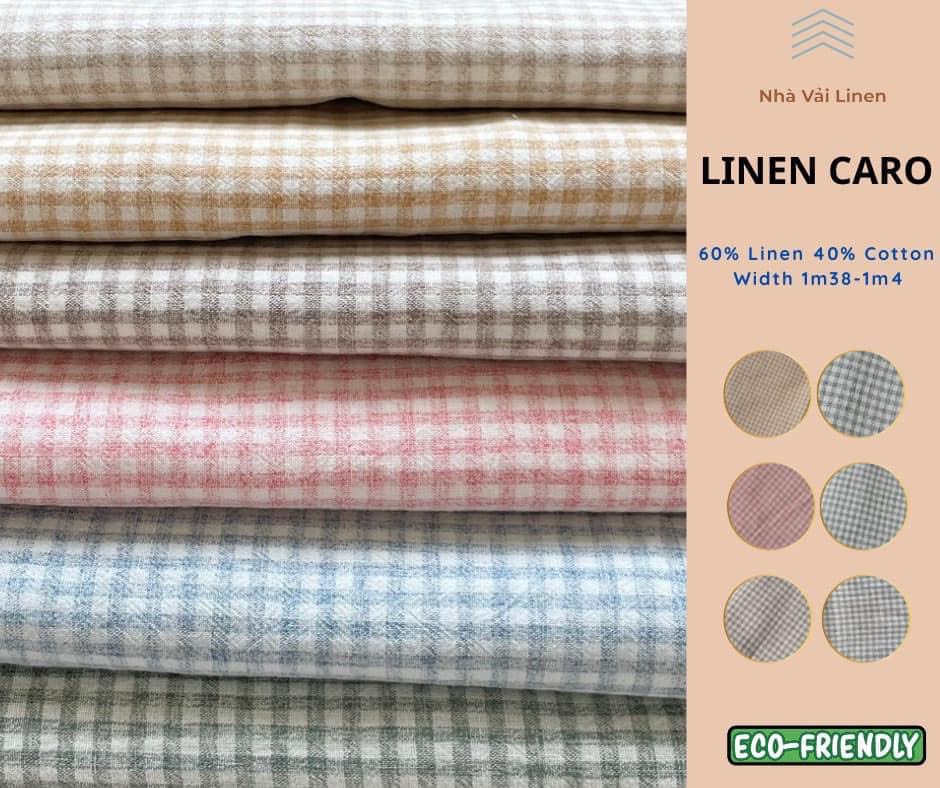Vải linen hàn hoạ tiết caro mềm mịn, thoáng mát, thấm hút tốt - Nhà Vải Linen