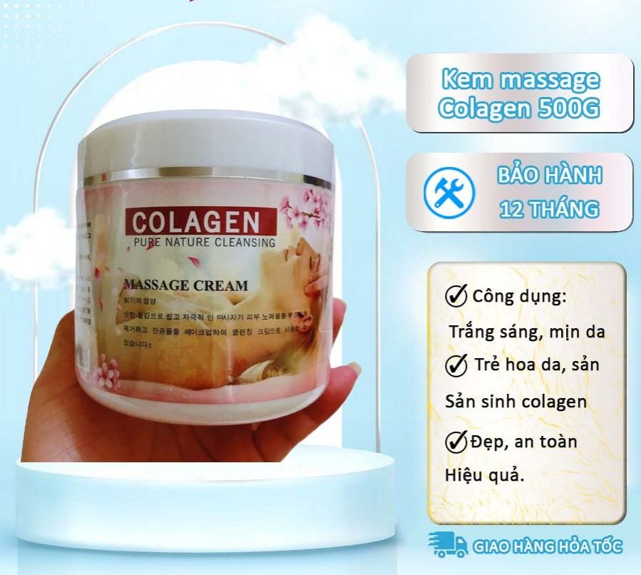Kem massage colagen dành cho moi loại da, kem masa mặt hũ 500g chính hãng.
