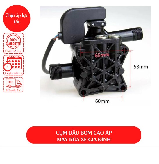 Cụm đầu bơm cao áp cho máy rửa xe gia đình Đầu áp lực máy rửa xe mini