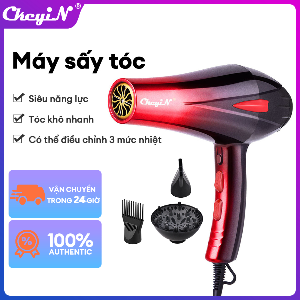 Máy Sấy Tóc Salon Ckeyin Máy Sấy Thổi Tạo Kiểu Nhanh Động Cơ Mạnh 1200W Điều Chỉnh Nóng Và Lạnh Với Hai Vòi Phun HS122