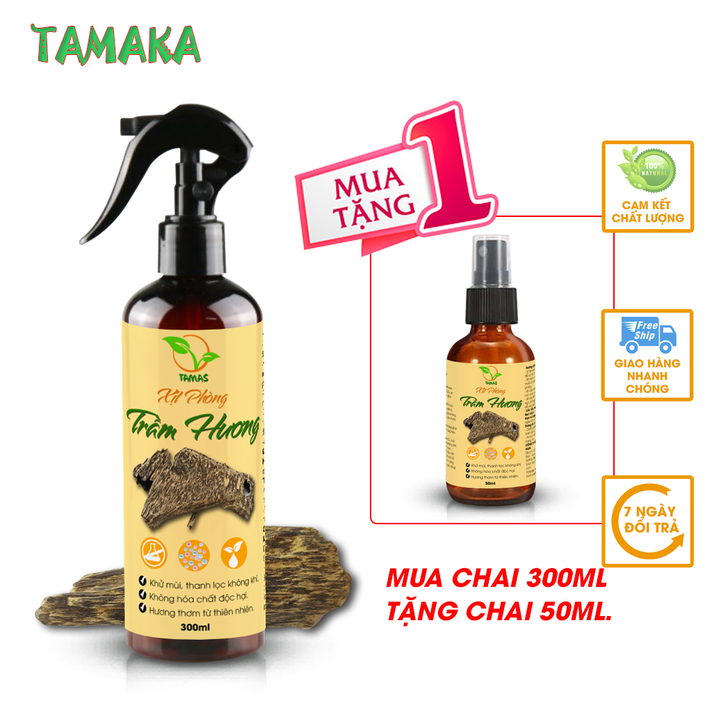 MUA 1 TẶNG 1 Xịt phòng Trầm Hương chai 300ml- TAMAKA, Hương thơm từ thiên nhiên giúp thư giãn,