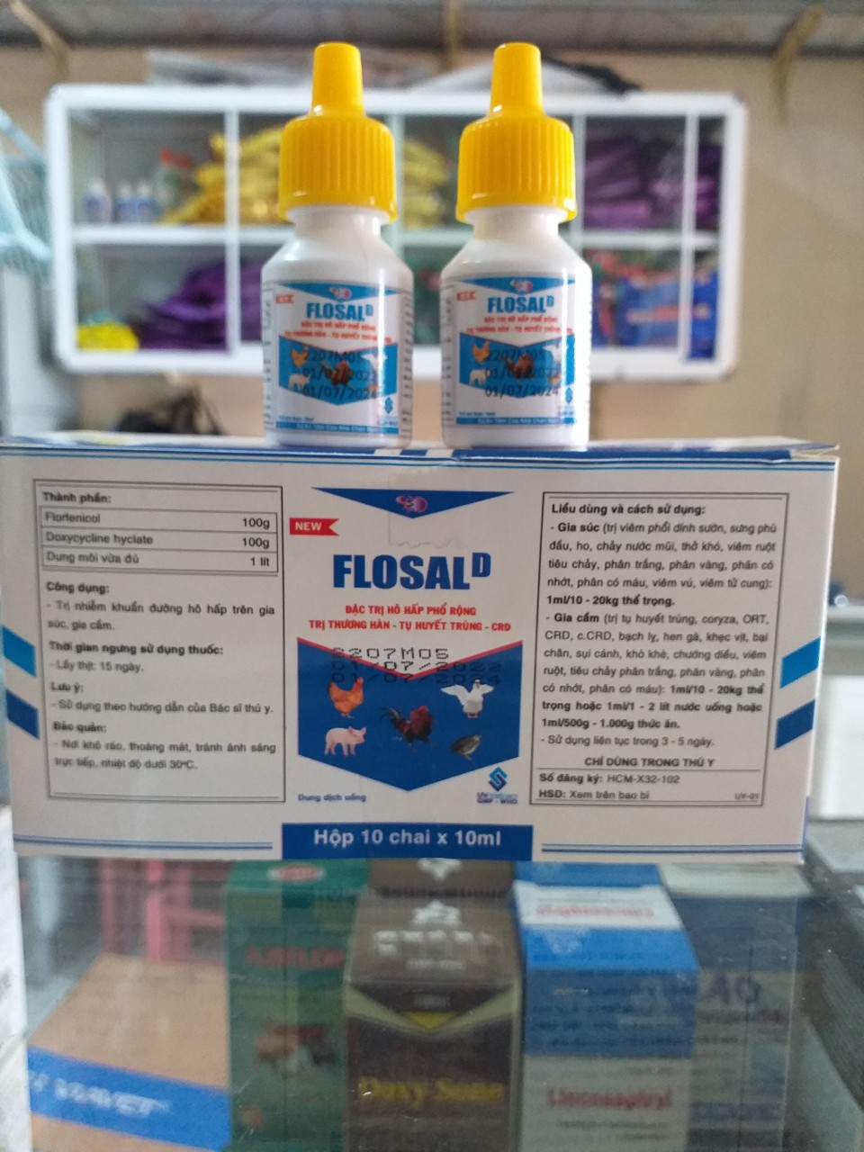 Combo 1o+1 lọ flosal d 10ml - đăc tri hô hấp phổ rộng-thương hàn-tụ huyết trùng