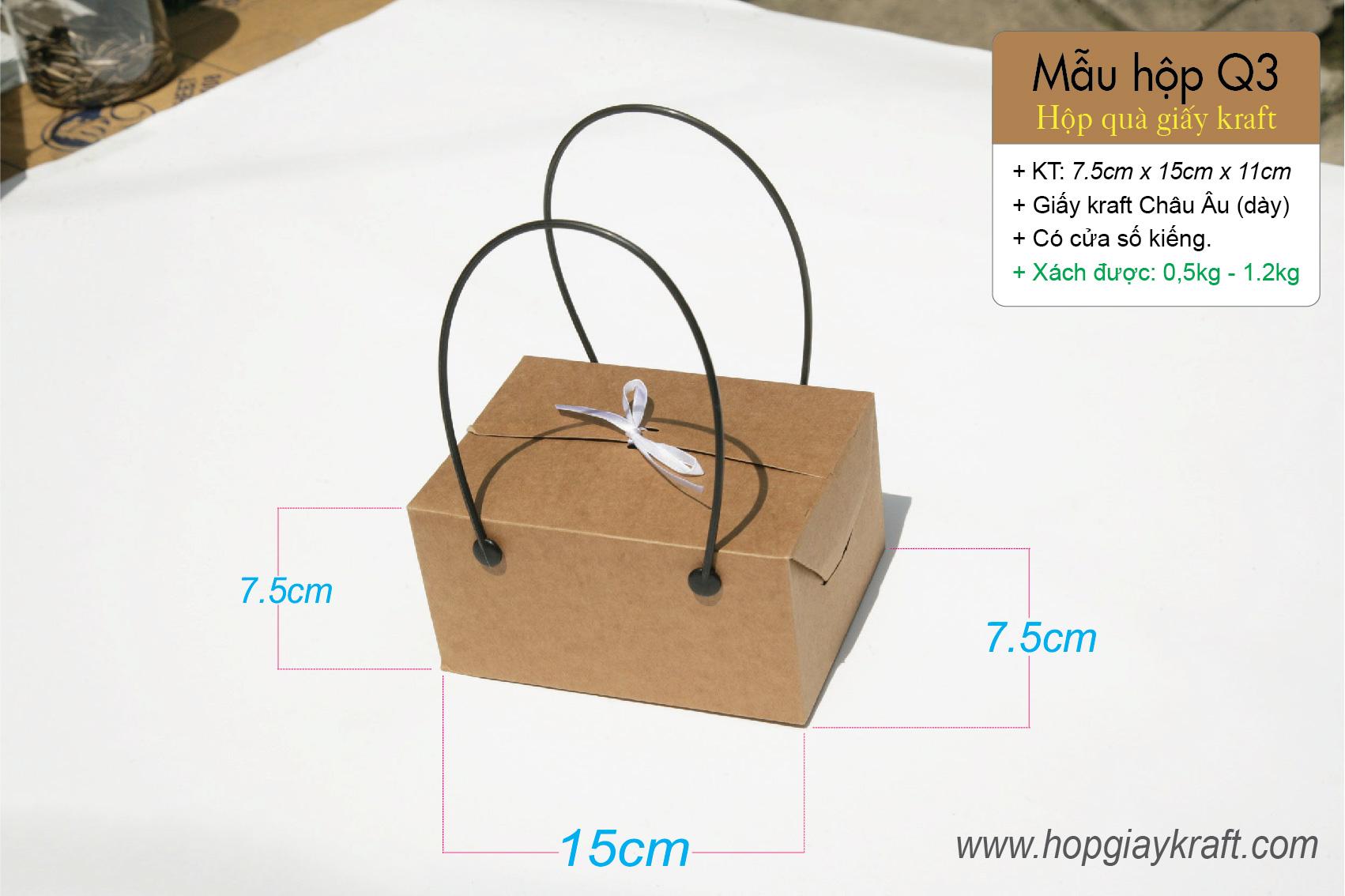 25 cái Hộp Q3 - Hộp giấy kraft đựng quà tặng - thực phẩm - 6 hủ yến chưng - gà rán