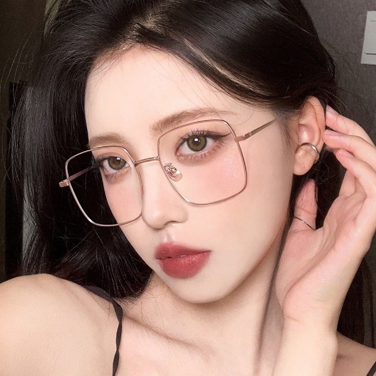 Mắt Kính Mát Nữ Gọng Kính Mắt Vuông Cổ Điển Thay Thế Được Tròng Cận
