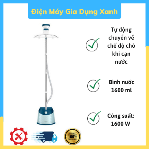 Bàn ủi hơi nước philips gc518 mới 100% chính hãng công suất 1600w bàn ủi hơi nước đứng philips gc518 thiết kế đơn giản, hiện đại, màu xanh trẻ trung