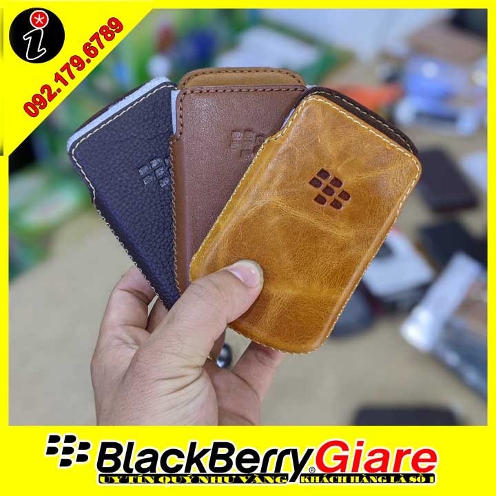 Bao da blackberry q10 handmade da bò thật - bao da rút q10