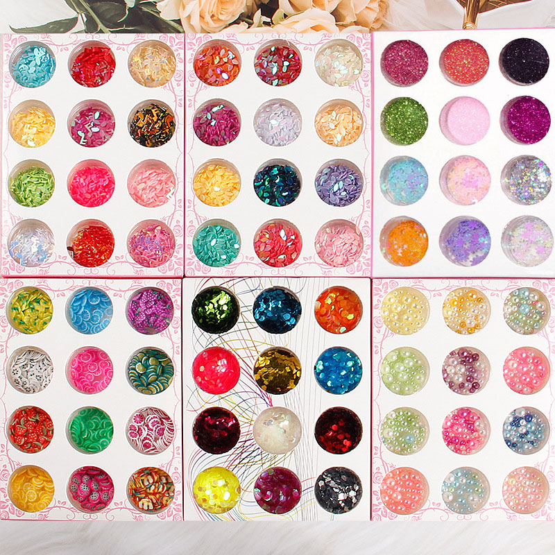 Set 12 hũ trang trí Móng tay, Trang điểm Kira Kira, Làm thủ công Resin - Gấu Trúc Phụ kiện