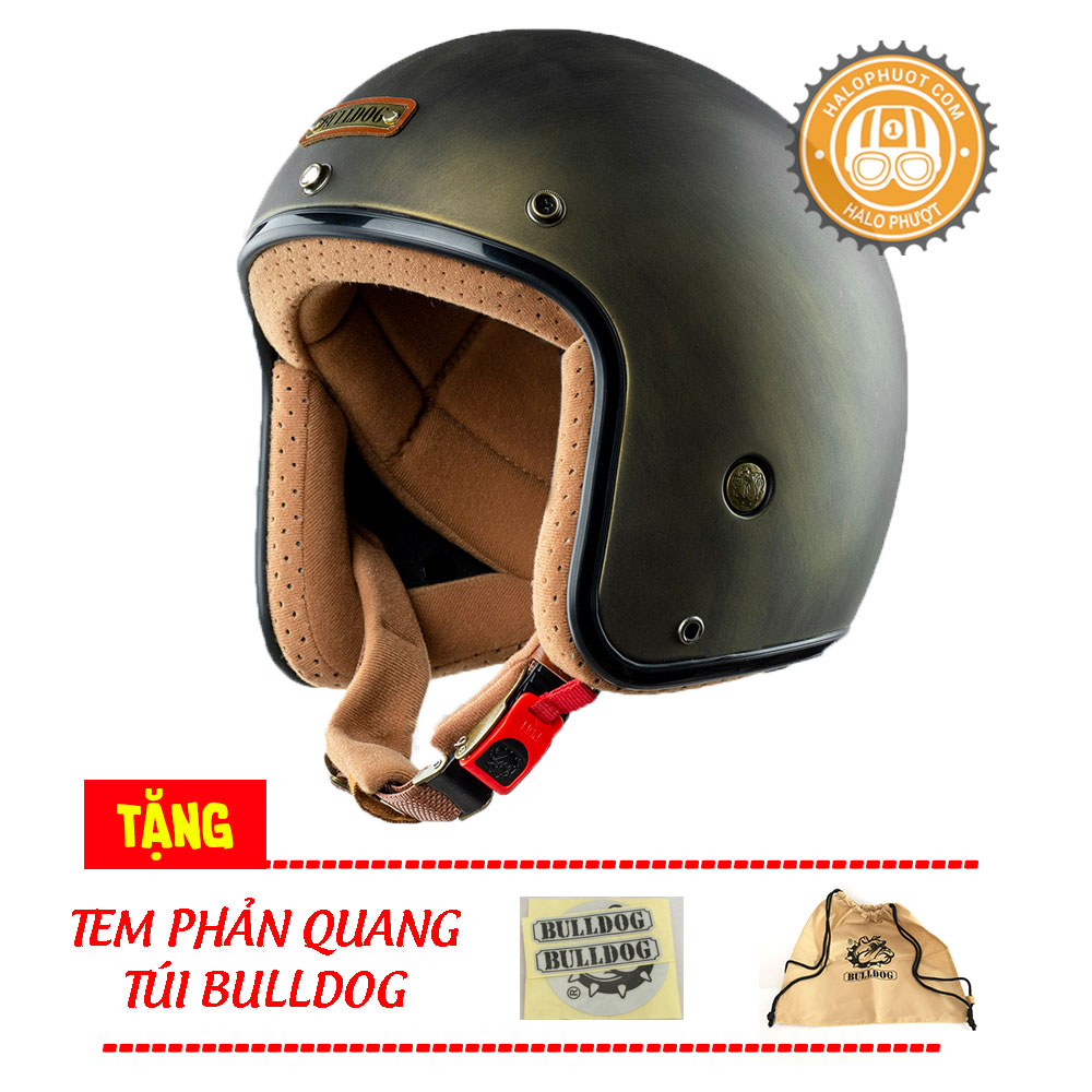 Nón bảo hiểm 3/4 Bulldog 4U Xước Đồng (Bảo hành chính hãng)