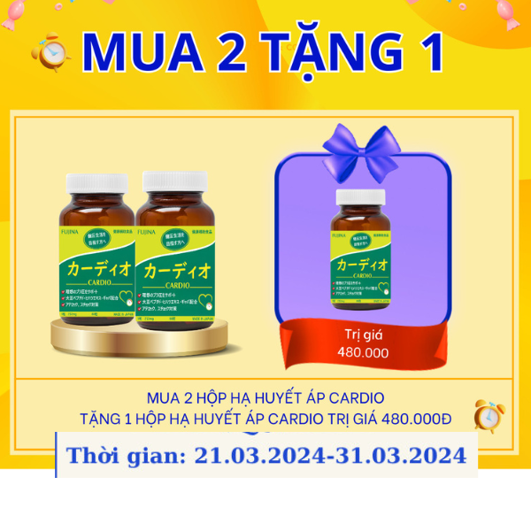 Mua 2 tặng 1. viên uống cardio, hỗ trợ điều trị bệnh cao huyết áp, ngăn ngừa đột quỵ tim mạch