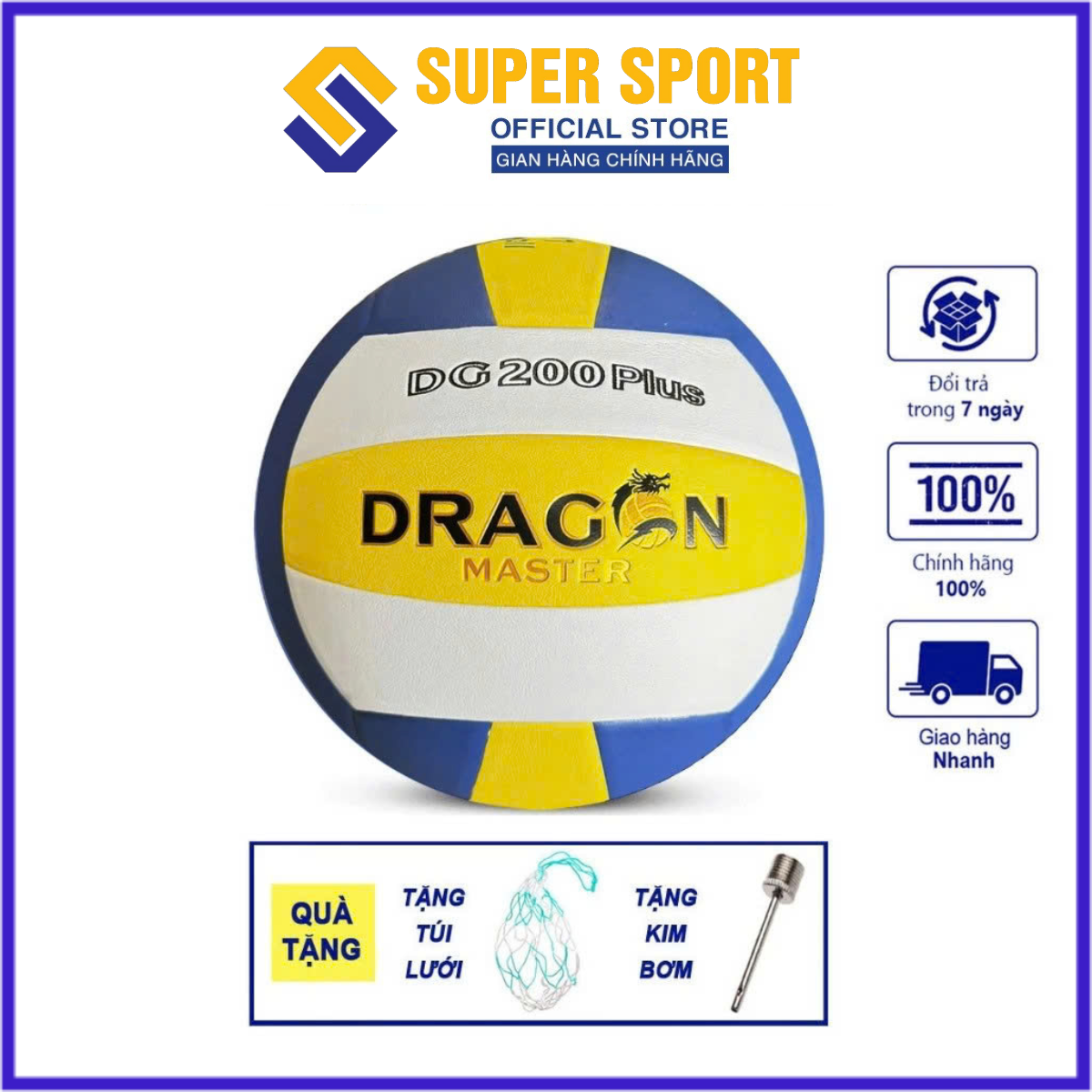 Bóng Chuyền Dragon Master DG200 Plus Chính Hãng Size 5 - Da TPE Êm Tay Phù Hợp Tập Luyện Và Thi Đấu