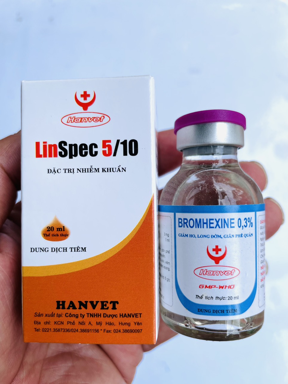 Cặp Hanvet Linspec + Bromhen Hen khéc, kho khè, phan xanh, phan trắng, khơp,