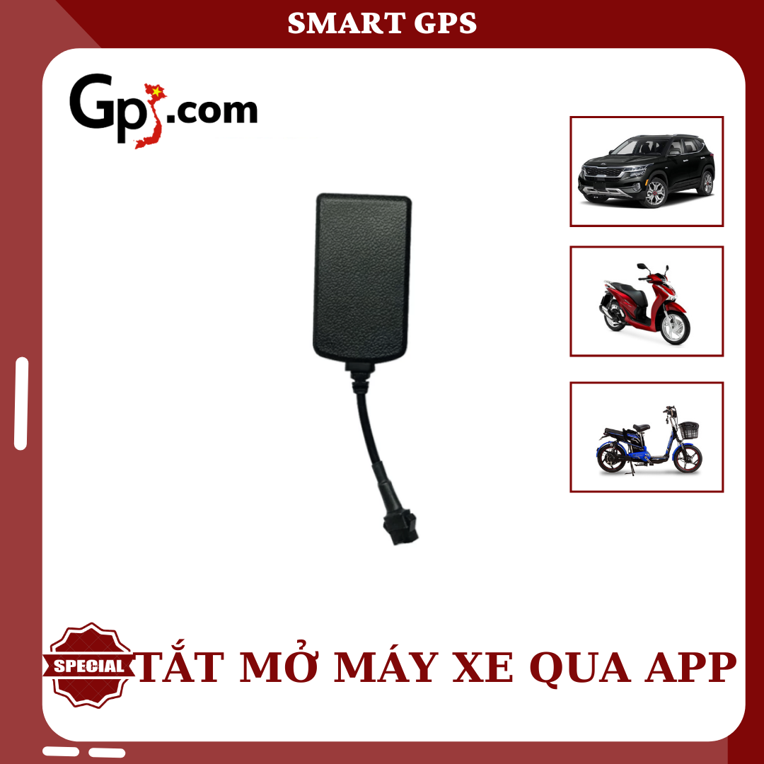 (Tặng sim 1 năm) Thiết bị định vị  tích hợp pin dự trữ tắt mở máy xe từ xa qua app, phần mềm tiếng Việt