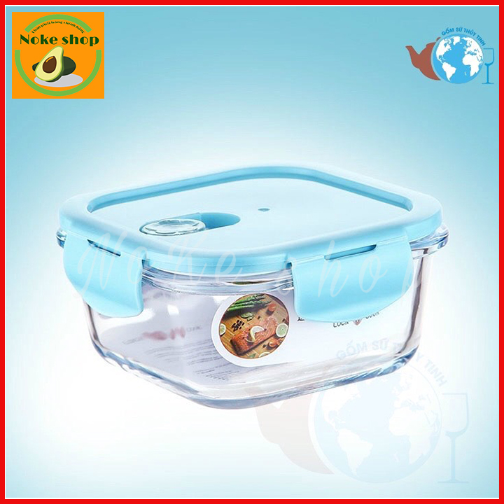 Hộp thủy tinh VUÔNG LỚN BX2002 đựng thực phẩm 520ml hàng cao cấp (nắp ngẫu nhiên, nắp kín) (để ngăn đông không sợ hộp bị bể)