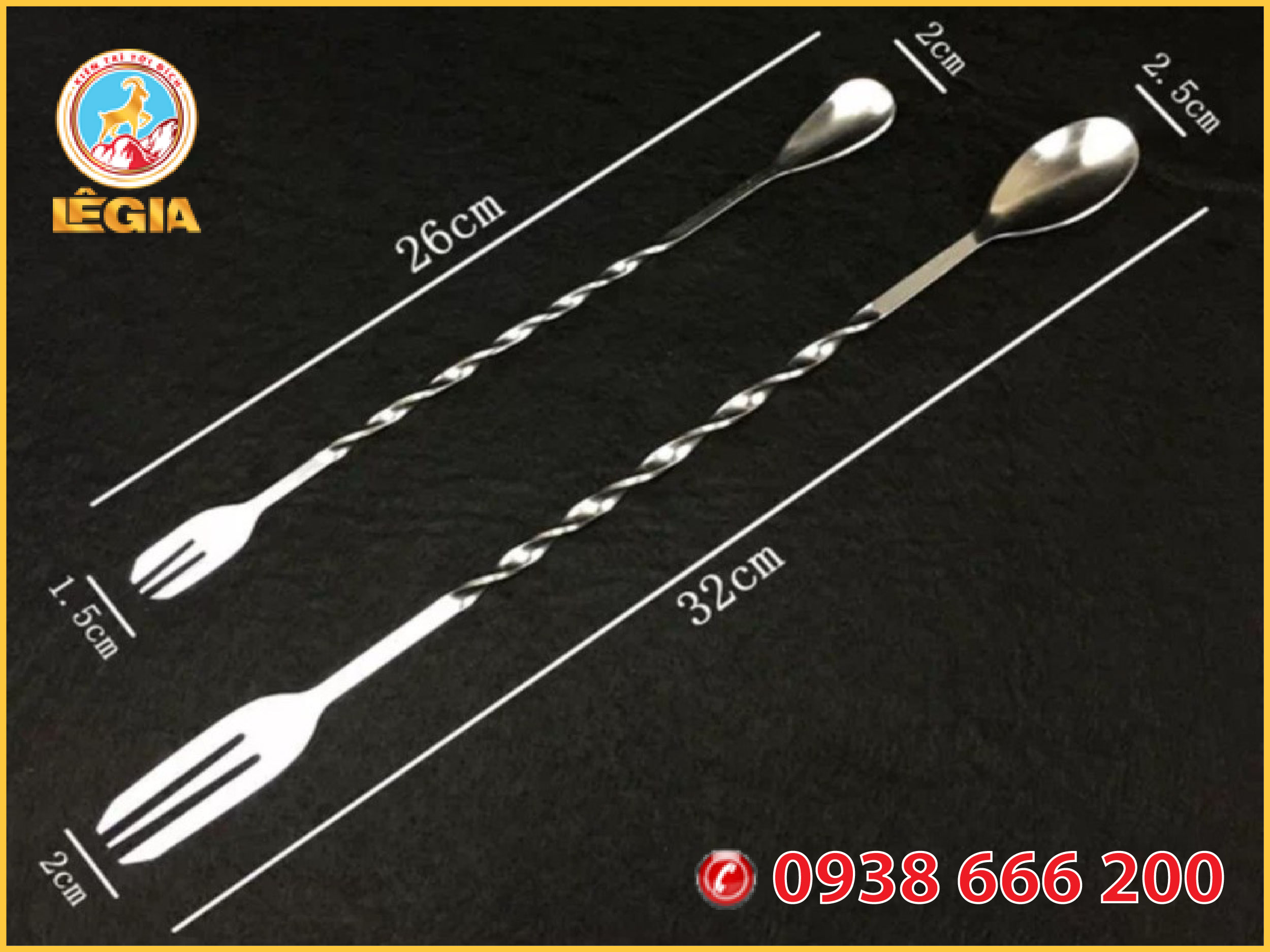 Muỗng spoon khuấy 2 đầu pha chế bartender