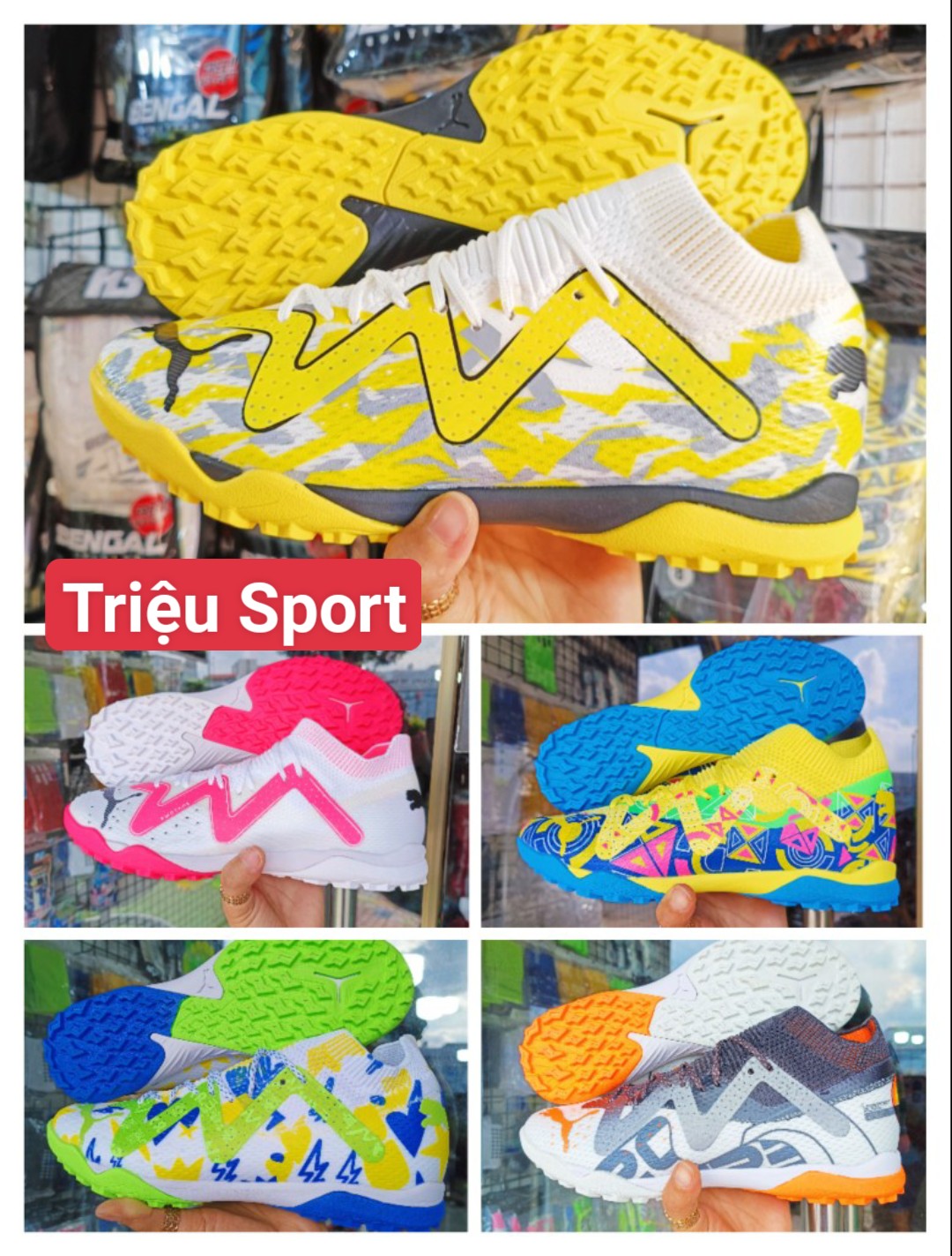 Giày Đá Bóng puma future Ultimate Pursuit TF Khâu đế + tất+túi rút +hộp )