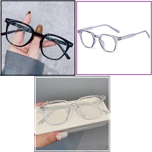 Mắt Kính Thời Trang Form Vuông Bầu Điểm 2 Chấm Ngang Đuôi Mắt Tròng Mika Không Độ Có 3 Màu Gọng Cho Bạn Lựa Chọn