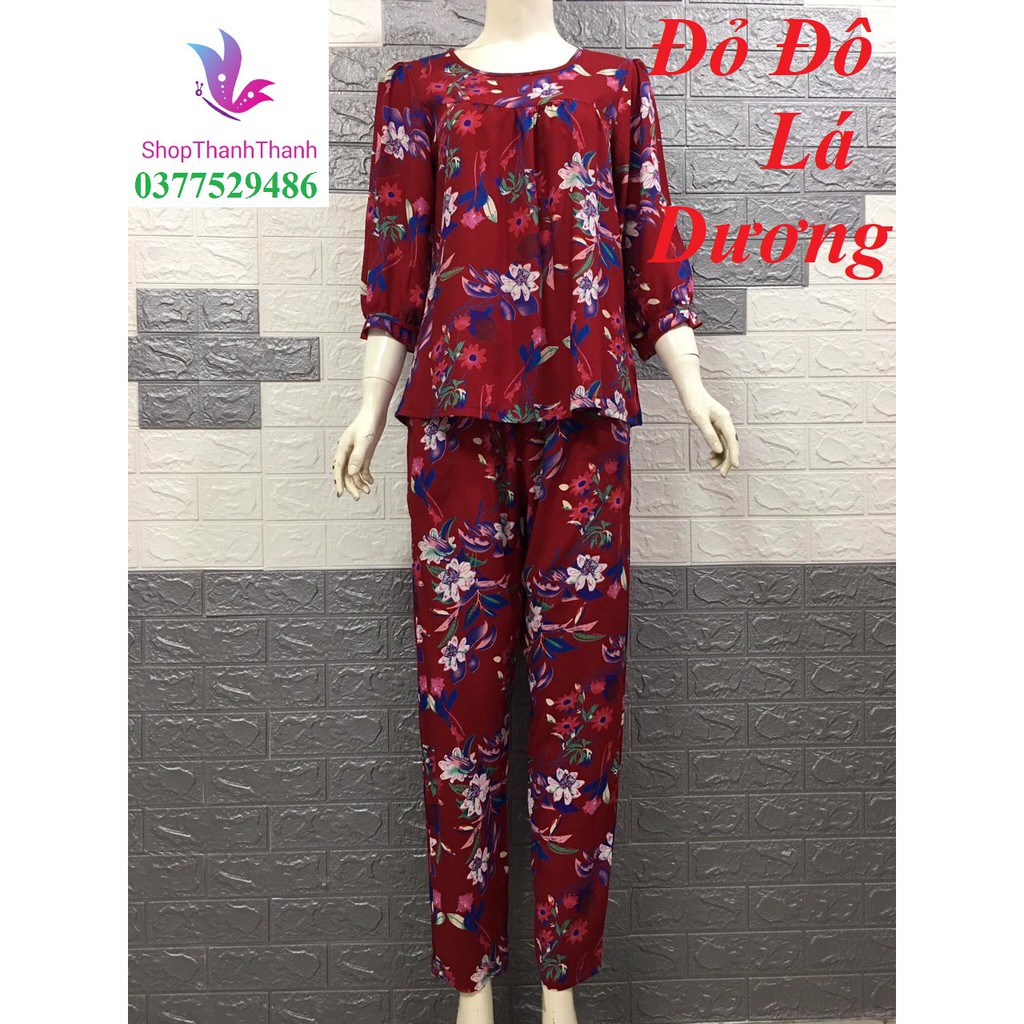 Quần dài tay lỡ đồ bộ trung niên mặc nhà cao cấp tôn lanh tôn nhung big size 90kg