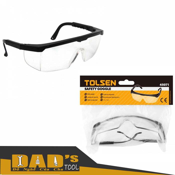 Kính bảo hộ nhựa trong gọng đen - tolsen 45071
