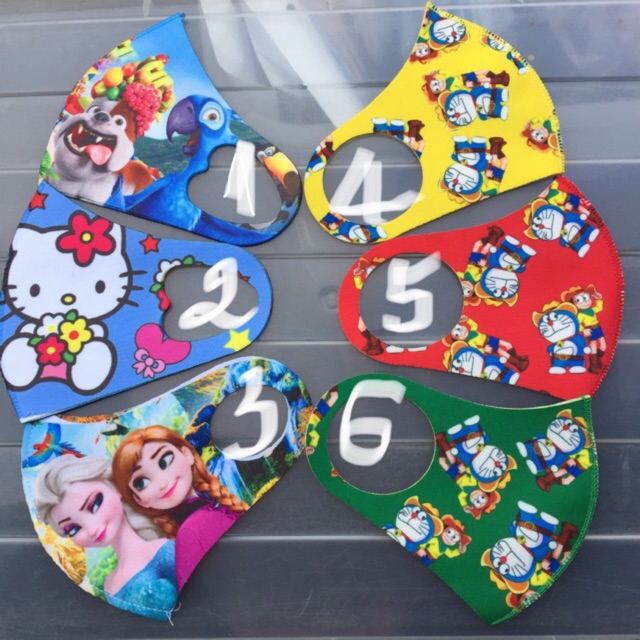 COMBO 5 KHẨU TRANG HOẠT HÌNH 3D CHỐNG BỤI KHUẨN CHO BÉ