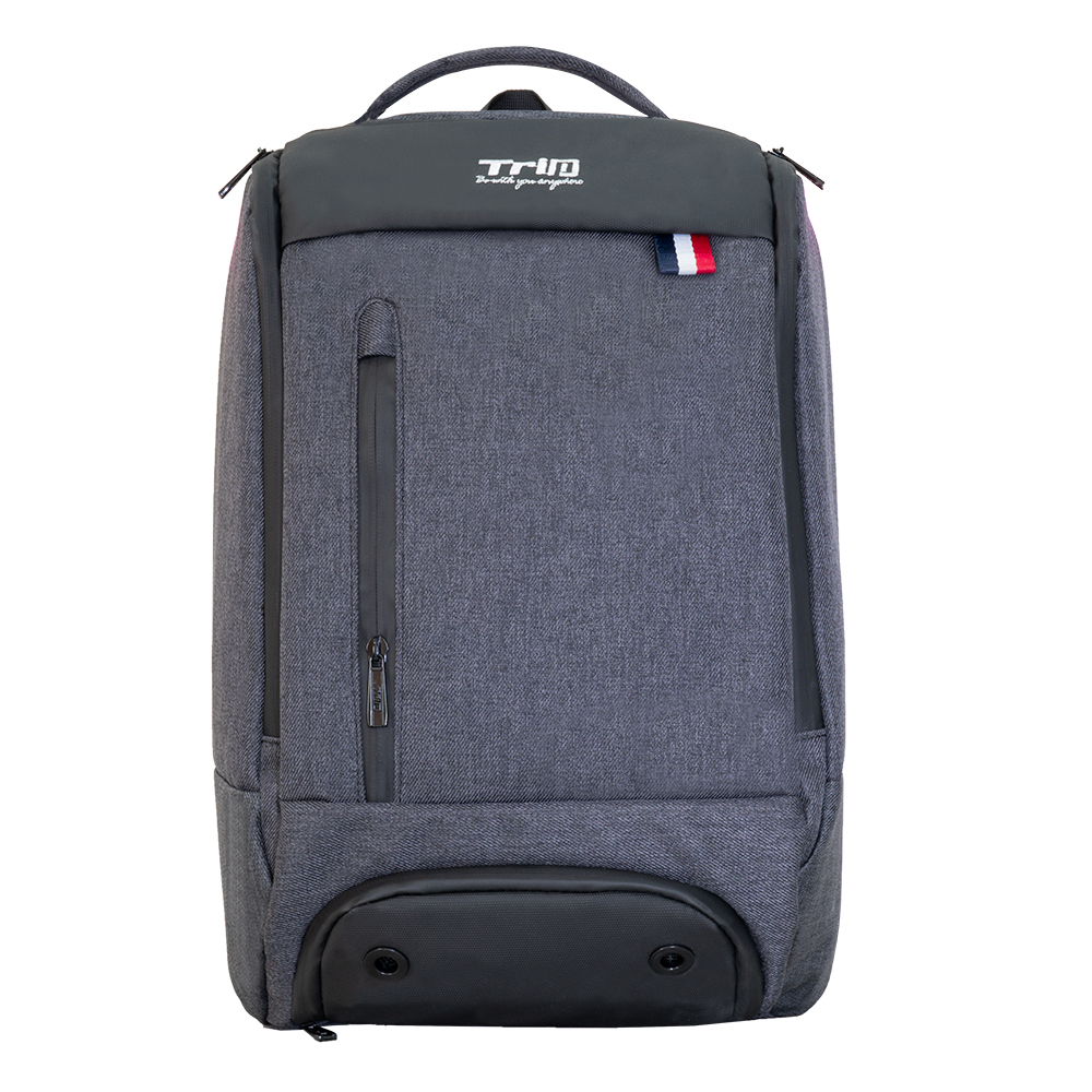 Balo đựng laptop cao cấp TRIP TP-1901 size 16inch màu đen phối xám, chất liệu vải chống thấm nước, bảo hành 1 năm
