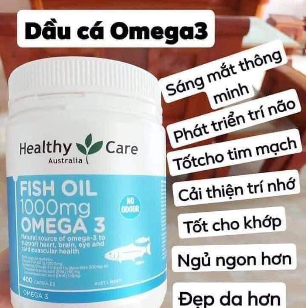 Dầu cá tự nhiên Healthy Care Fish Oil 1000mg Omega 3 sáng mắt 400 viên quatangme