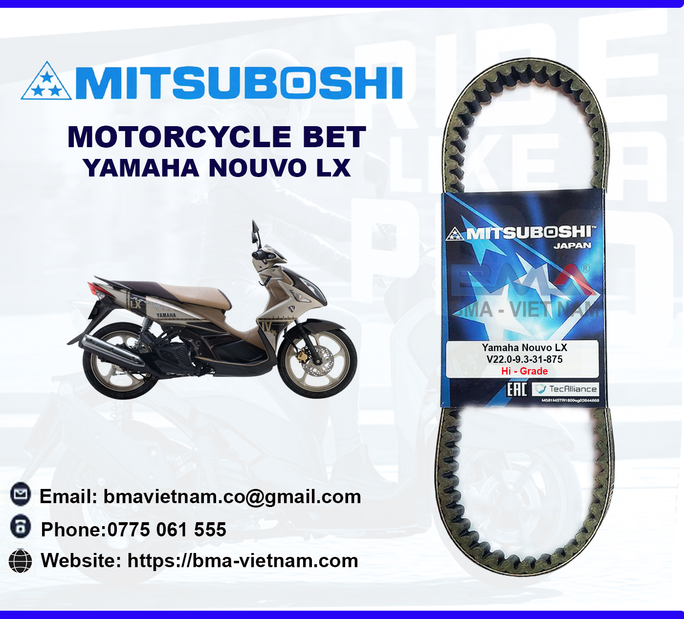 Dây curoa Mitsuboshi cho xe Yamaha Nouvo LX