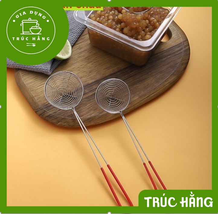 Vợt lọc lưới cán đỏ, vợt múc vớt trân châu đủ size