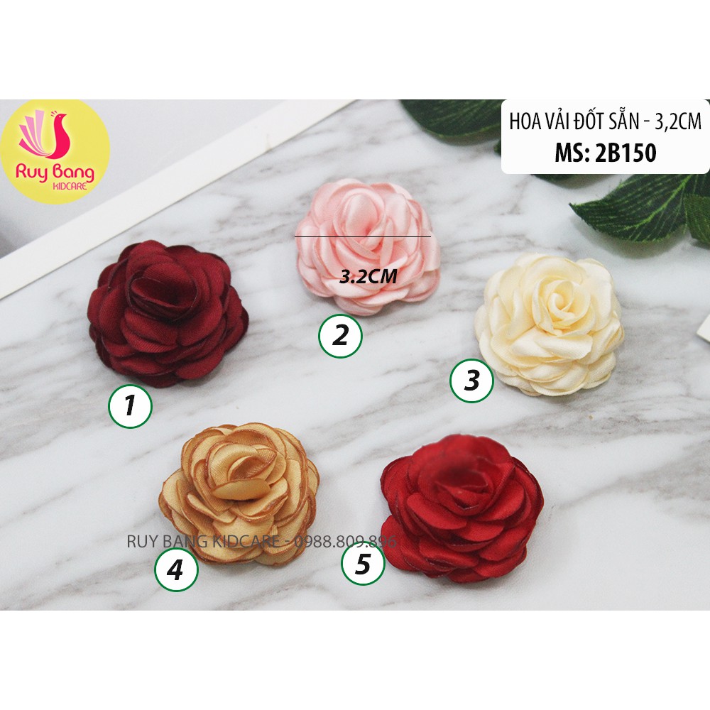 Hoa lụa đốt sẵn nguyên liệu làm hoa cài áo phụ kiện may mặc và phụ kiện kẹp tóc dây buộc tóc handmade