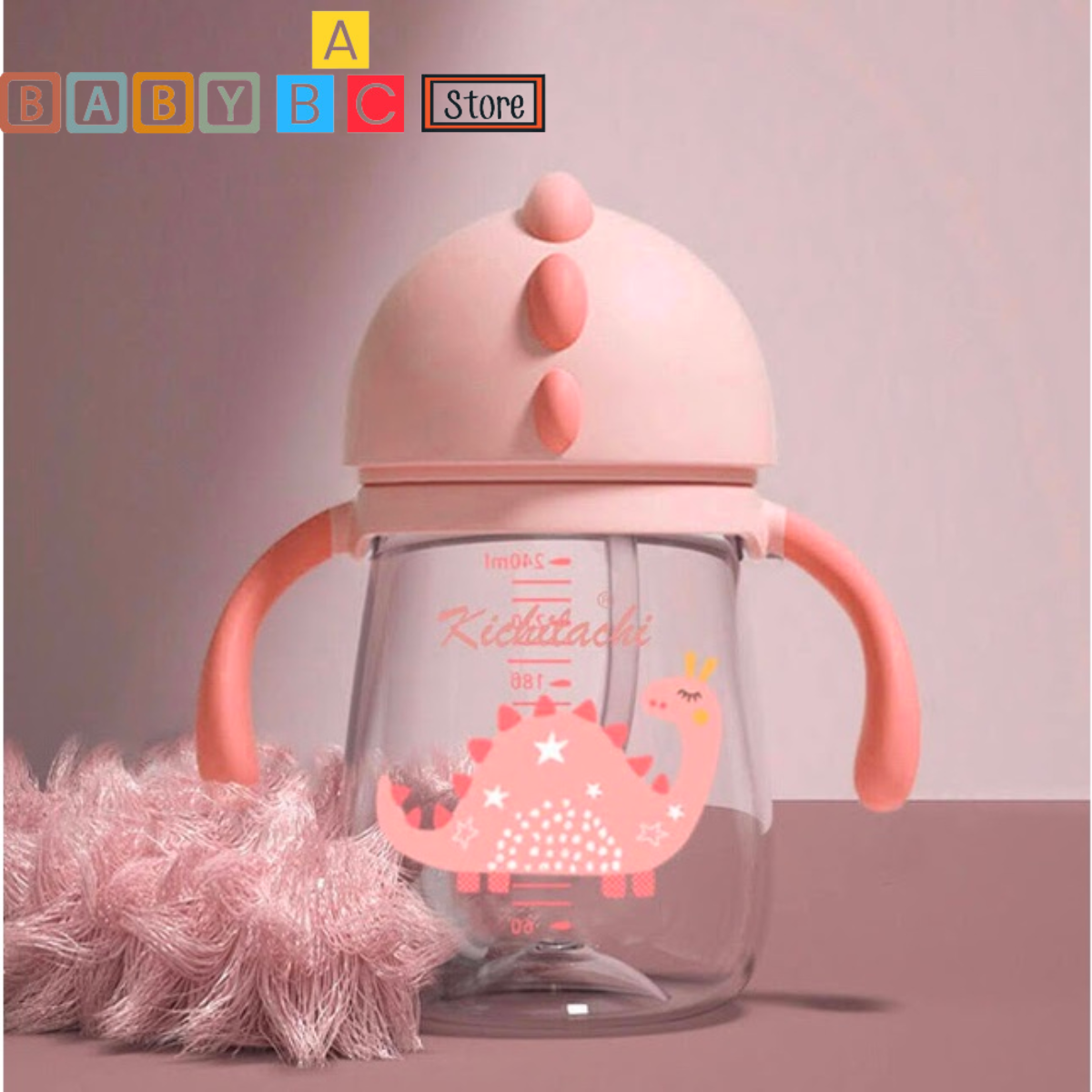 Bình Tập Uống Nước Sữa KICHI Nhựa PP Có Ống Hút Dung Tích 240ml Mẫu Mới Cao Cấp