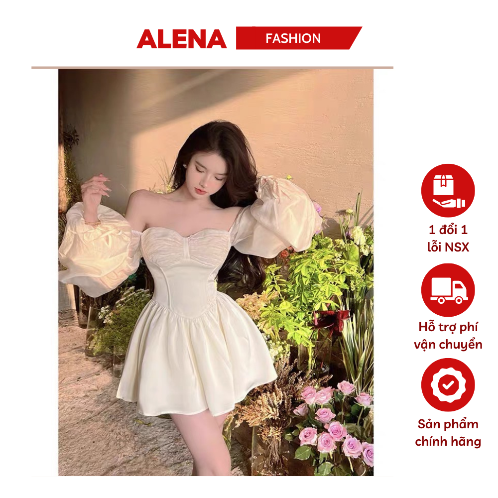 Váy dự tiệc trễ vai ALENA Fashion phong cách Hàn Quốc váy tiểu thư dự tiệc váy đi biển dáng xoè sexy VT3