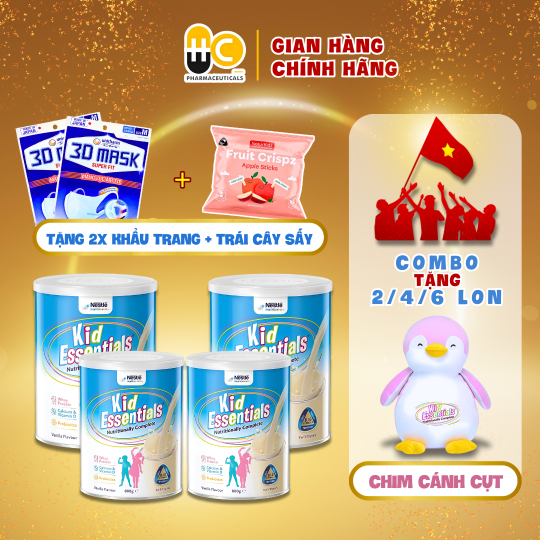 Combo 4 lon Sữa Bột Kid Essentials Úc mẫu mới cho trẻ biếng ăn, chậm tăng cân Nestle Health Science 800g NHẬP KHẨU CHÍNH HÃNG
