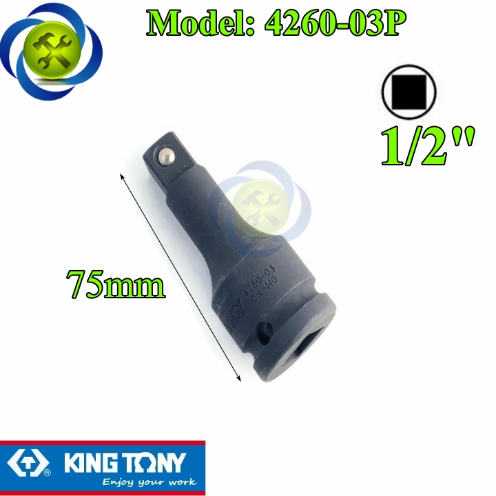 Đầu nối đen 1/2 kingtony 4260-03p dài 75mm đầu vuông 12.7mm