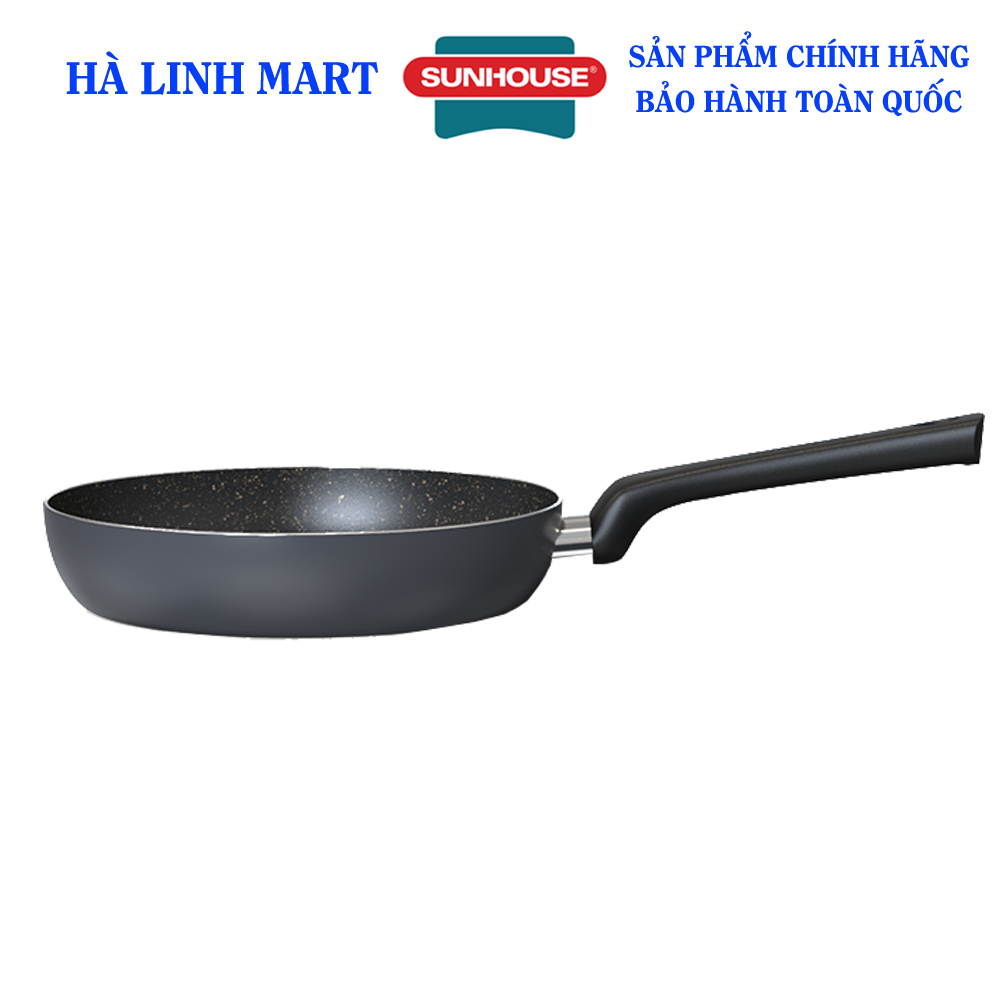 Chảo chống dính Sunhouse CT20/CT24/CT28 PLUS - Đường kính 20/24/28cm, Chống dính vân đá an toàn cho sức khỏe, Chất liệu nhôm tấm có độ dày 2.1 mm, Tay cầm bằng nhựa chịu nhiệt, bắt vít chắc chắn, Không dùng được bếp từ