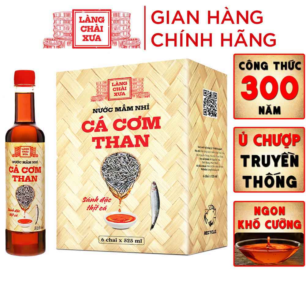 [Chai 525ml TIẾT KIỆM - 4 VỊ] Nước mắm nhỉ cá cơm than Làng Chài Xưa chai nhựa cao cấp 525ml cốt nhỉ đặc biệt vị thanh dịu gu nước mắm nhĩ truyền thống sạch từ 100% cá cơm tươi 300 năm truyền thốn