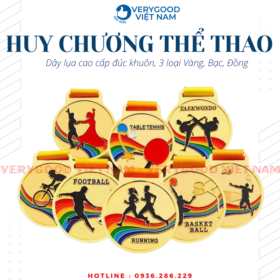Huy Chương Đá Bóng, Huy Chương Bóng Chuyền, Cầu Lông, Huy Chương Thể Thao Vàng, Bạc, Đồng Giá Rẻ - Huy chương thể thao kim loại 3 màu đồng bạc vàng, huân chương chống gỉ sét dành cho mọi lứa tuổi