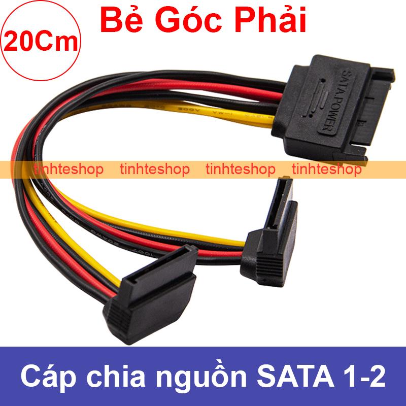 Dây cáp chia nguồn sata 2 cổng - dây nguồn sata 1 ra 2 cong bẻ góc phải 20cm - cáp nguồn sata chữ y cho hdd/ssd/dvd-r