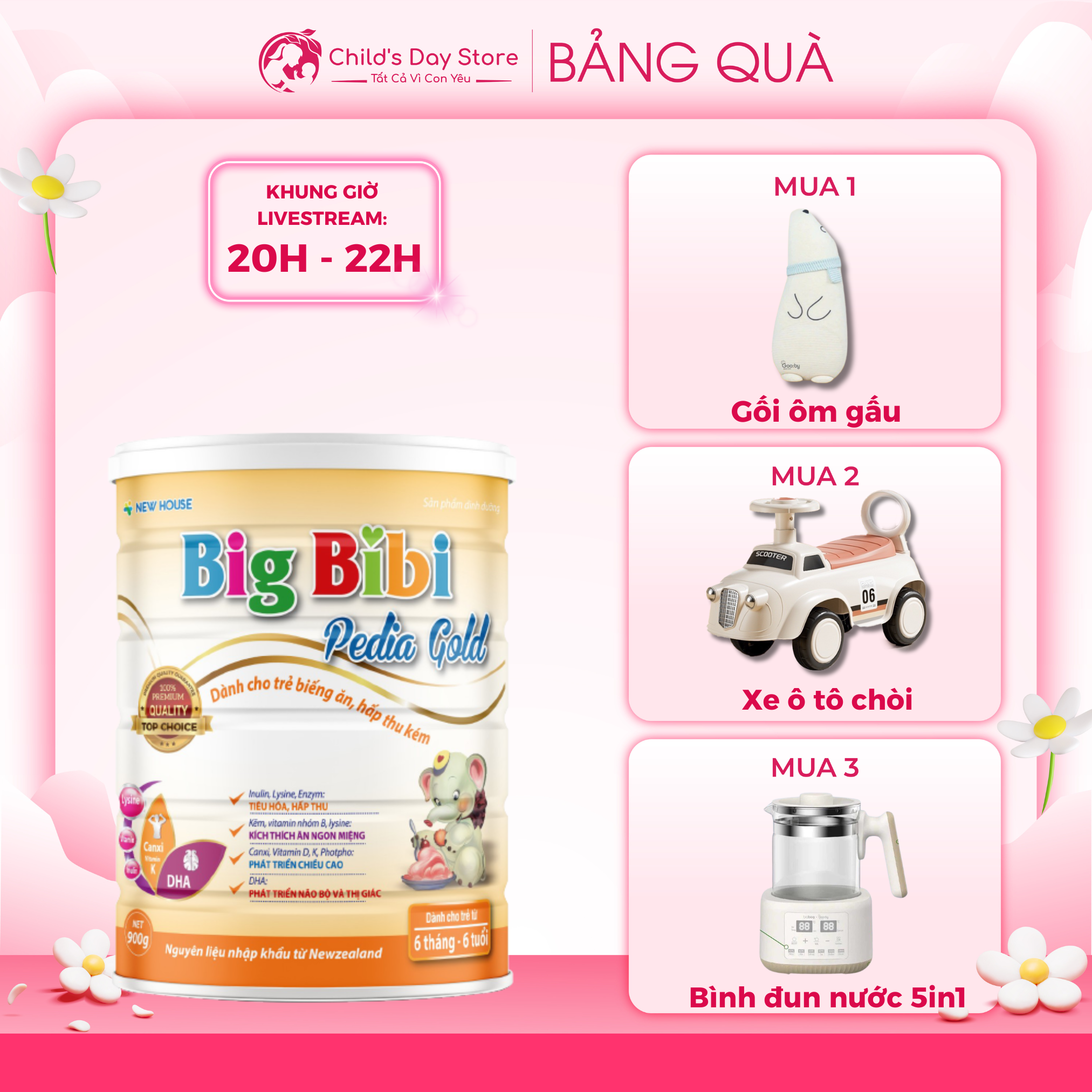  Sữa Big Bibi Pedia Gold 400-900g ⚡FREESHIP⚡Sữa dinh dưỡng giúp trẻ ăn ngon miệng. 