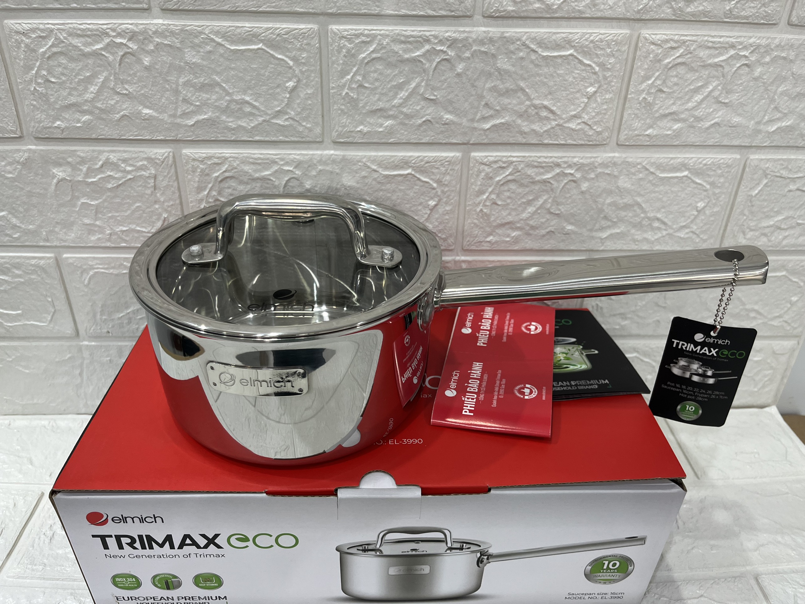 Quánh inox liền khối Elmich Trimax ECO EL-3990 size 16cm