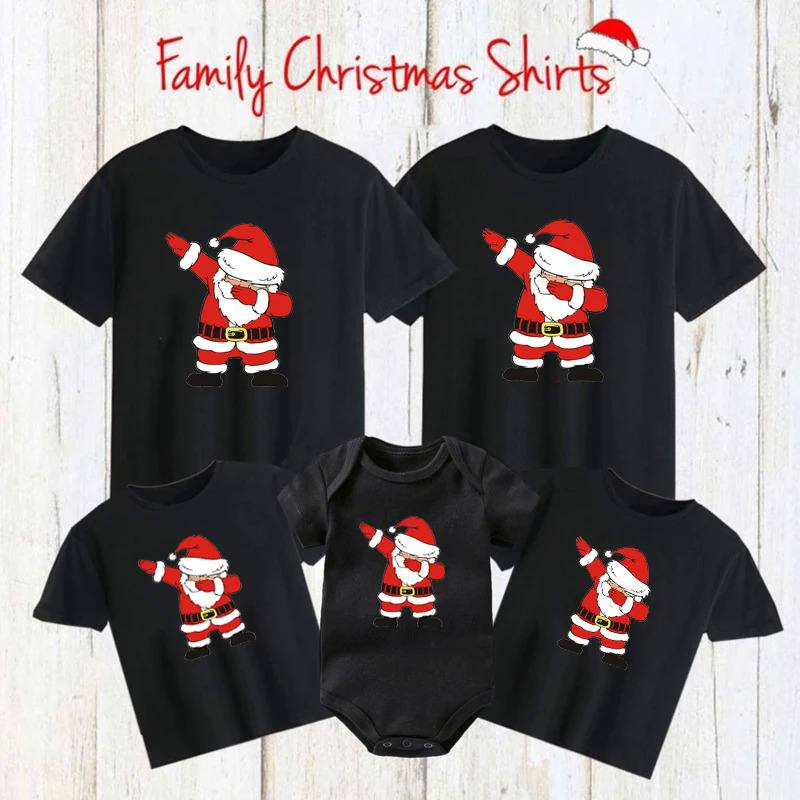 Santa Claus In Gia Đình Phù Hợp Với T-Shirts Vui Mẹ Cha Và Tôi Áo Sơ Mi Bé Romper Cotton Gia Đình Nhìn Giáng Sinh Bên Trang Phục