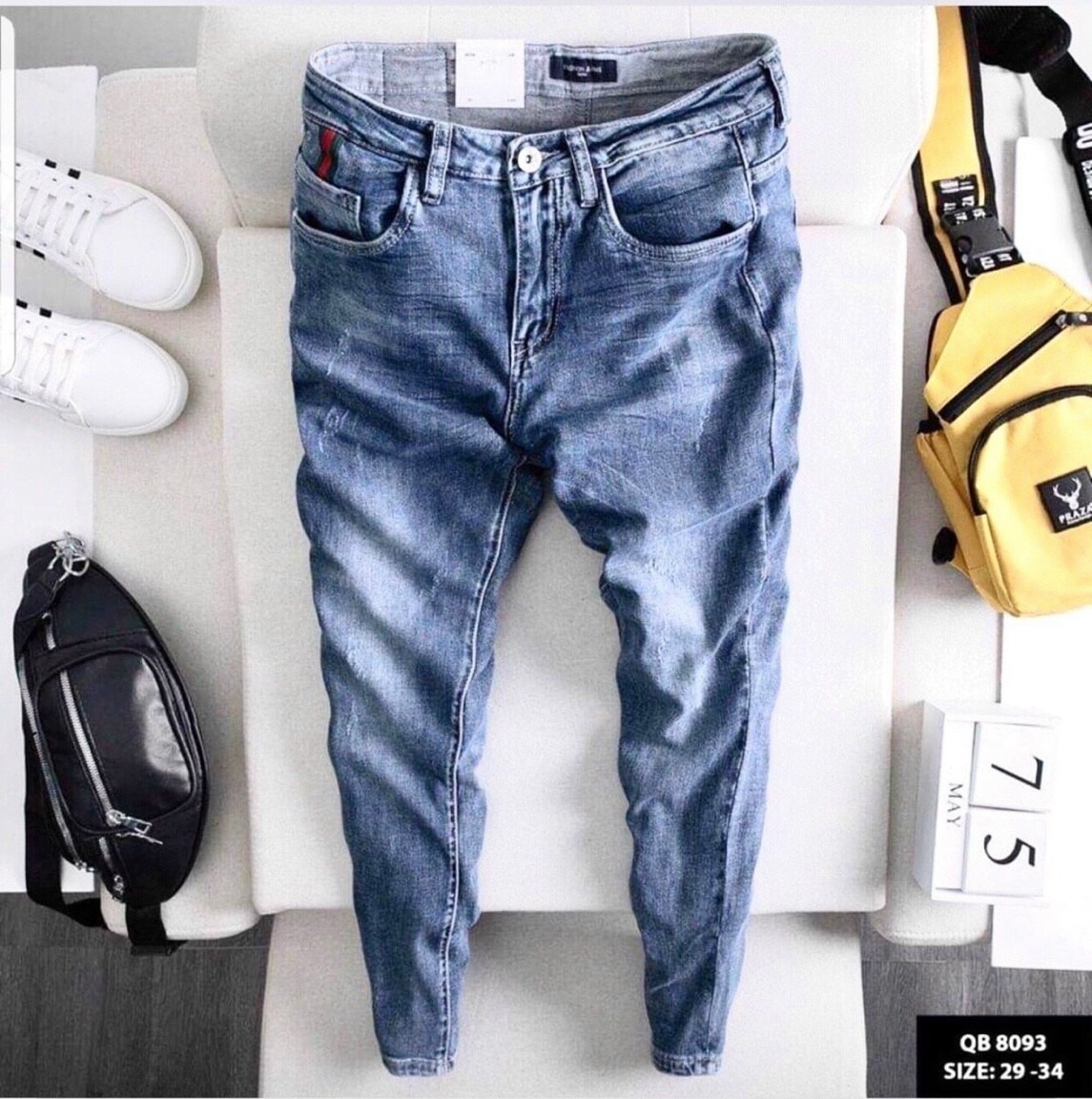 Quần jean nam Quần bò nam chất liệu denim cao cấp - chất liệu co giãn nhẹ - QJN2031