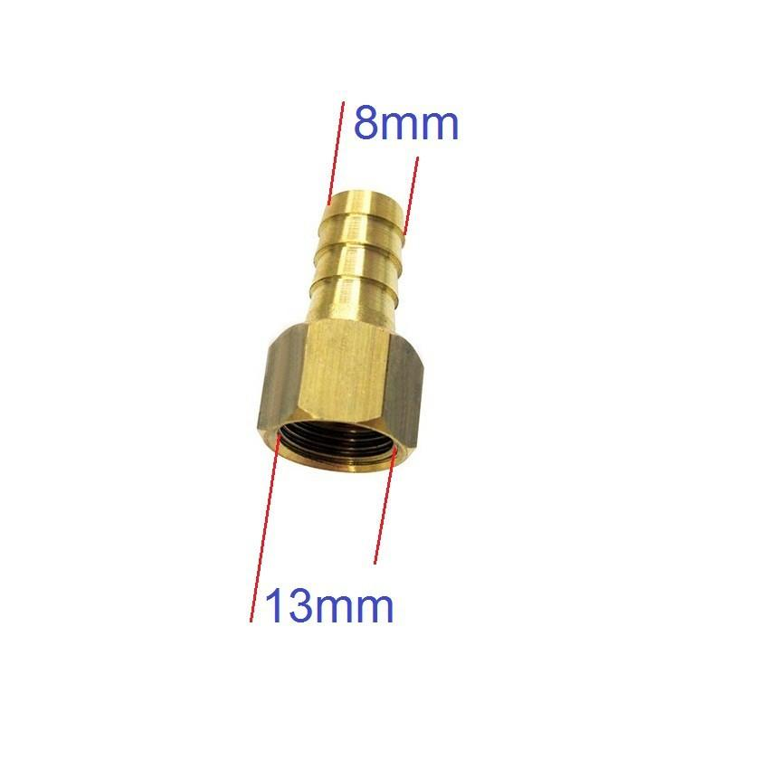 Nối co đuôi chuột ren trong 13mm, đầu ra nối ống 8mm