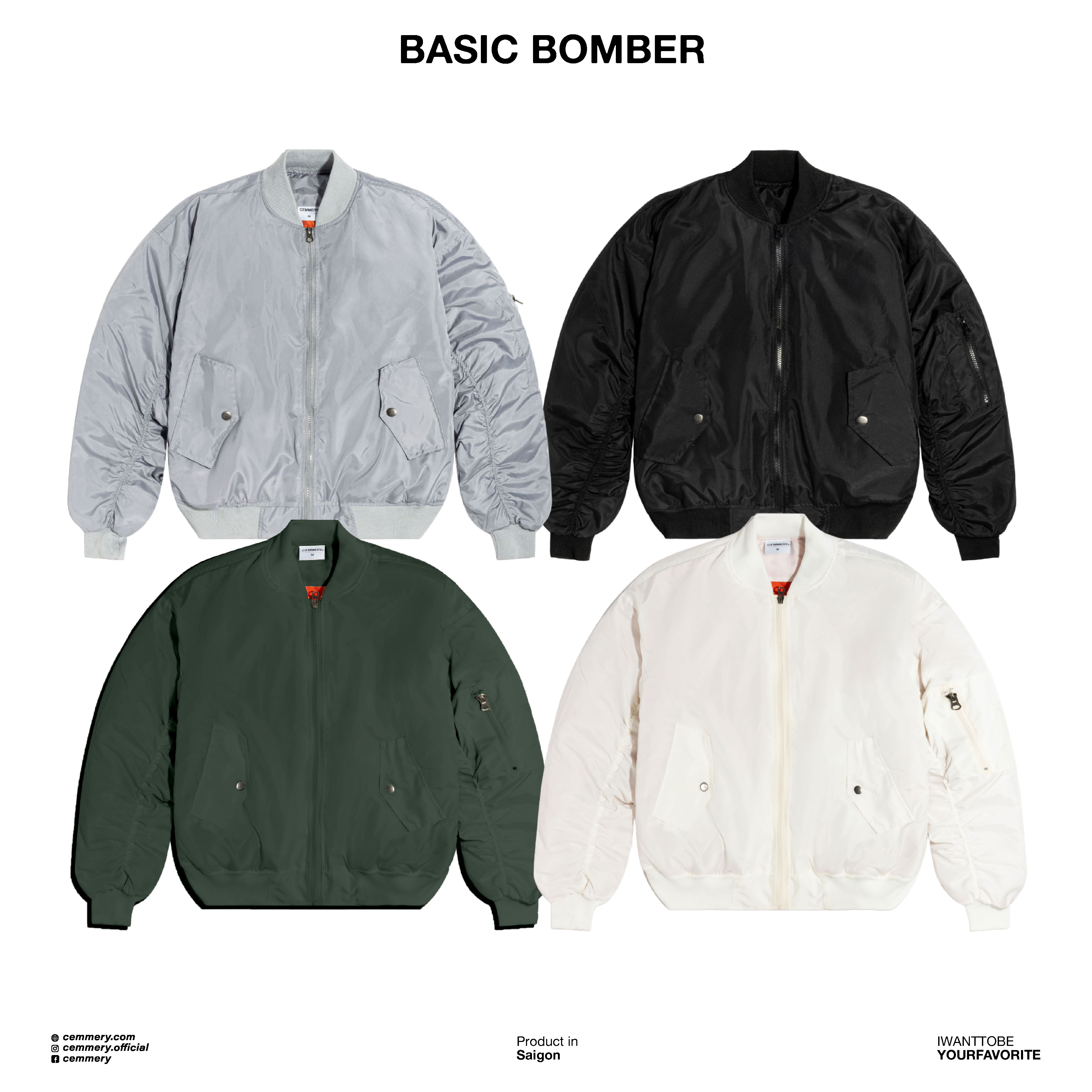 Áo khoác bomber localbrand cemmery basic bomber 4 màu