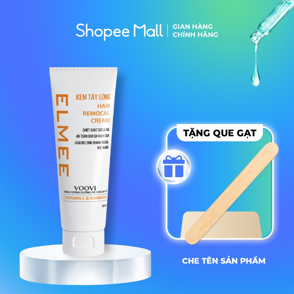  Kem tẩy lông Voovi Elmee tẩy sạch lông vùng da nhạy cảm như nách ngực tay chân bikini an toàn nhẹ dịu không đau rát 65g 