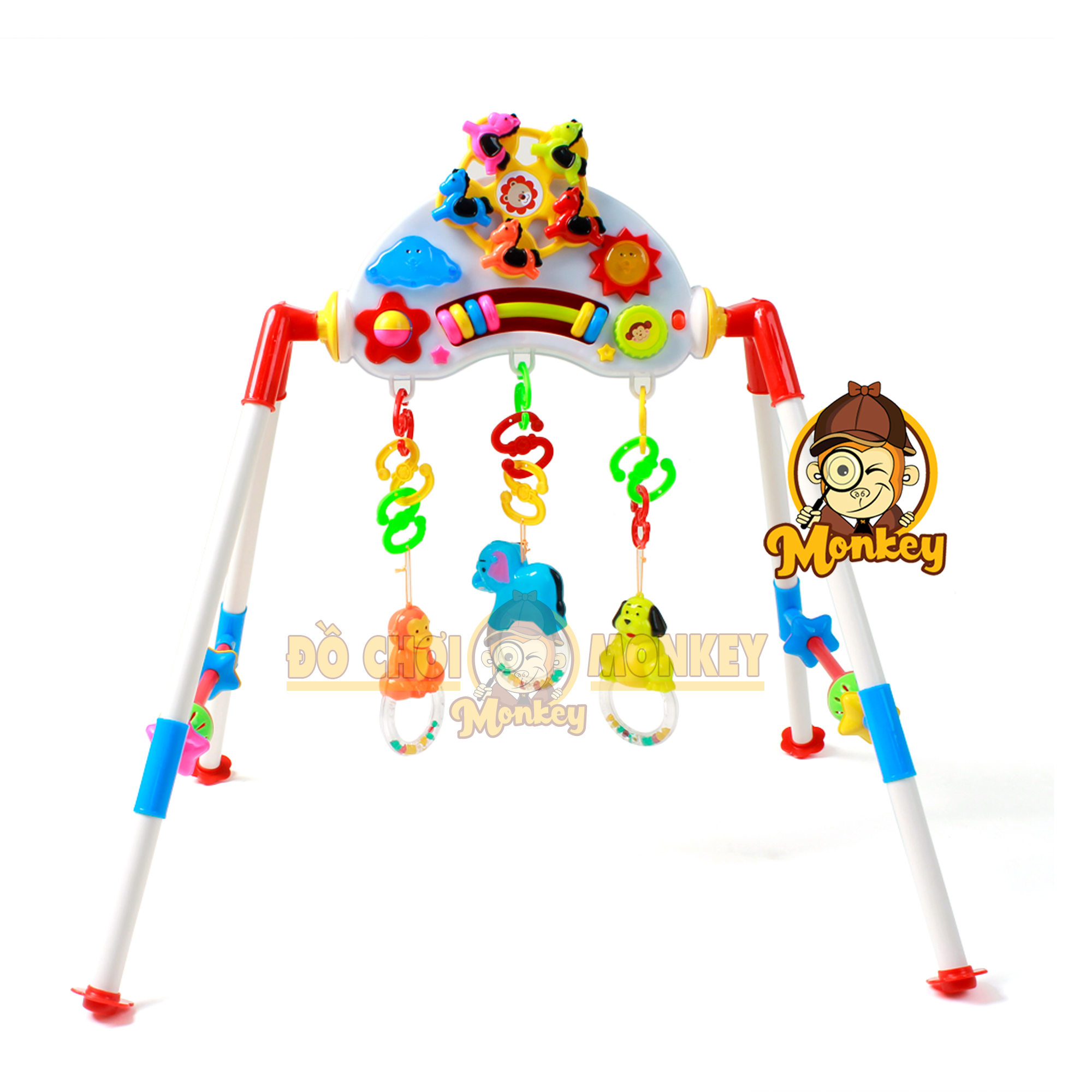 Đồ chơi kệ chữ a k2 bb9 cho bé sơ sinh vận động, tập thể dục có nhạc, đèn bằng nhựa Chợ Lớn - đồ chơi Monkey