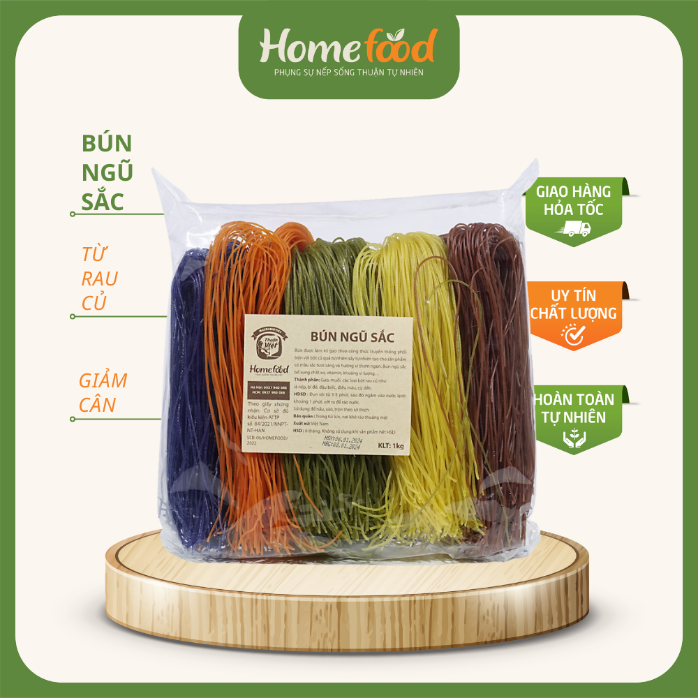 Bún rau củ ngũ sắc HOMEFOOD/ Bún mix vị rau củ healthy giảm cân giữ sáng