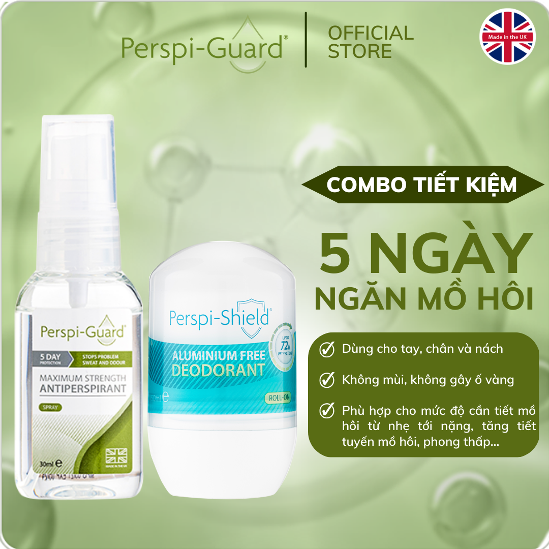 Combo xịt khử mùi Perspi-Guard 30ml + Lăn khử mùi Perspi-Shield 50ml