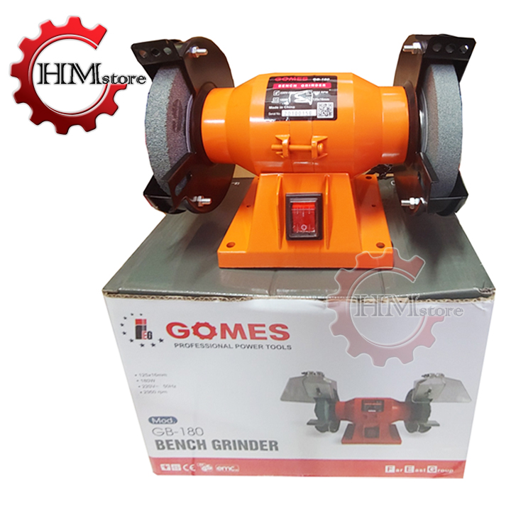 Máy mài 2 đá gomes gb180 125mm, công suất 180w - máy mài để bàn, máy mài dao, máy mài 2 đầu - vòng tua 2.850 vòng/phút - bảo hành 6 tháng - hải my store