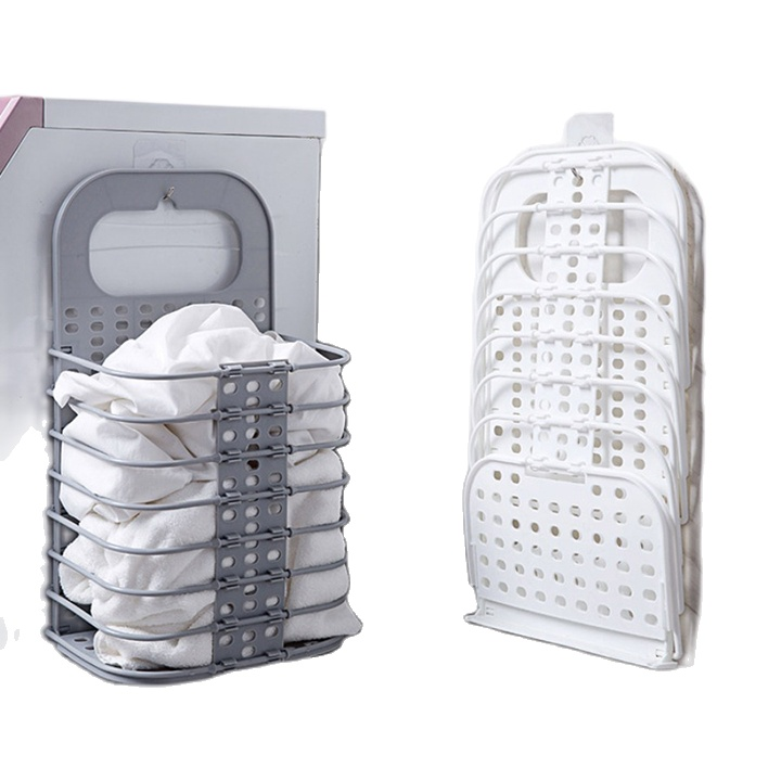 Giỏ Đựng Quần Áo Gấp Gọn Đựng Đồ Tiện Lợi Tiết Kiệm Không Gian, Chất Liệu Nhựa Cao Cấp - Giỏ treo cạnh máy giặt để quần áo tiện lợi có thể gấp gọn - Giỏ giặt ủi