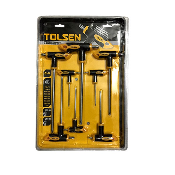 Bộ lục giác hoa thị 8 chi tiết chữ t tolsen 20061 tay cầm cán nhựa pvc cao cấp